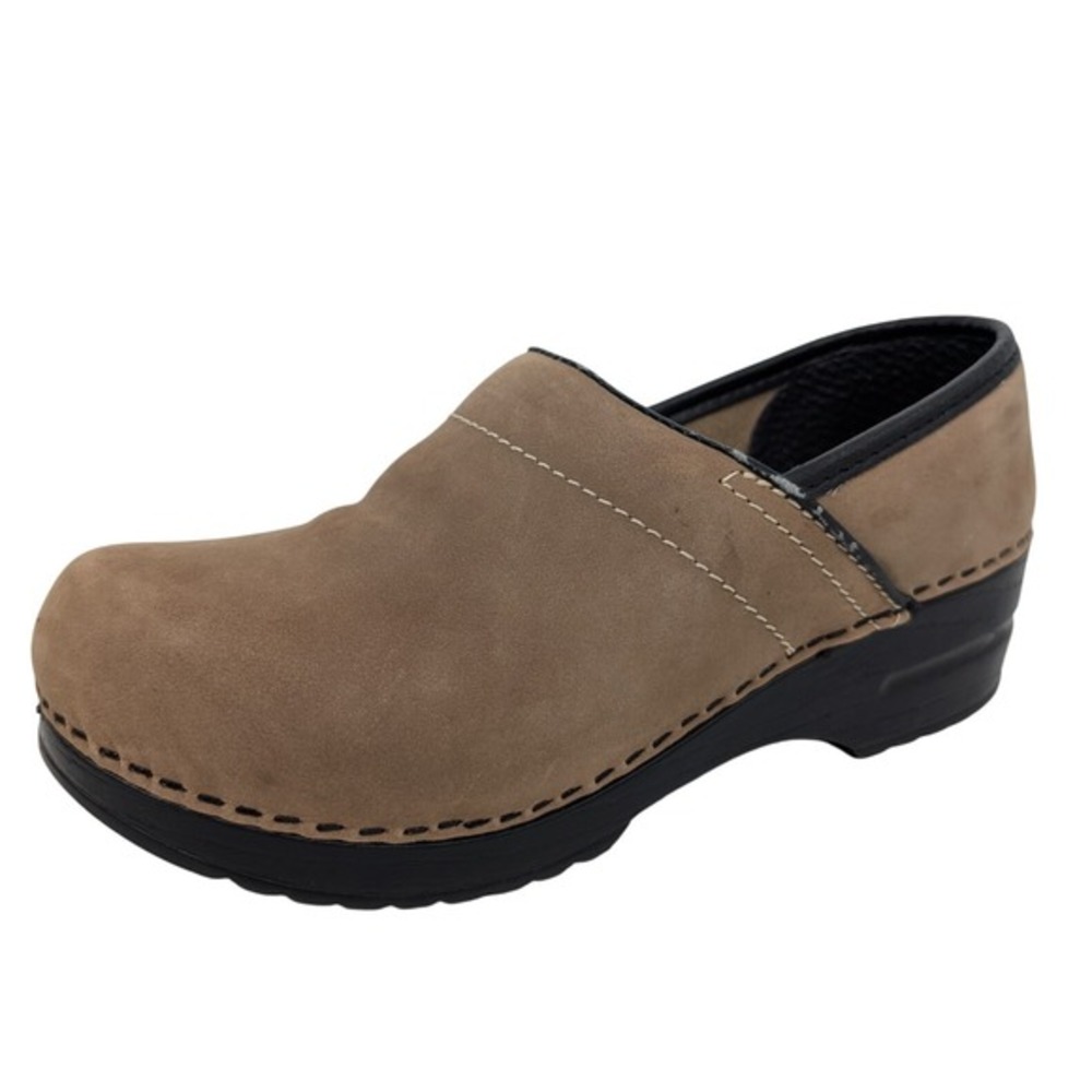 Italian Shoemakers Taupe Suede Leather Comfort Clogs Shoes Women Size 6M